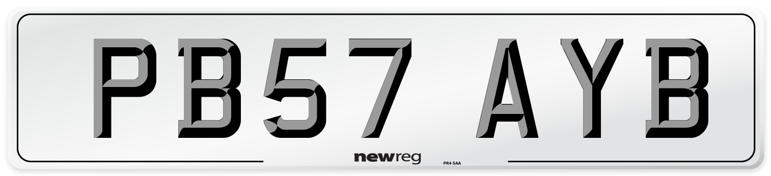 PB57 AYB Number Plate from New Reg